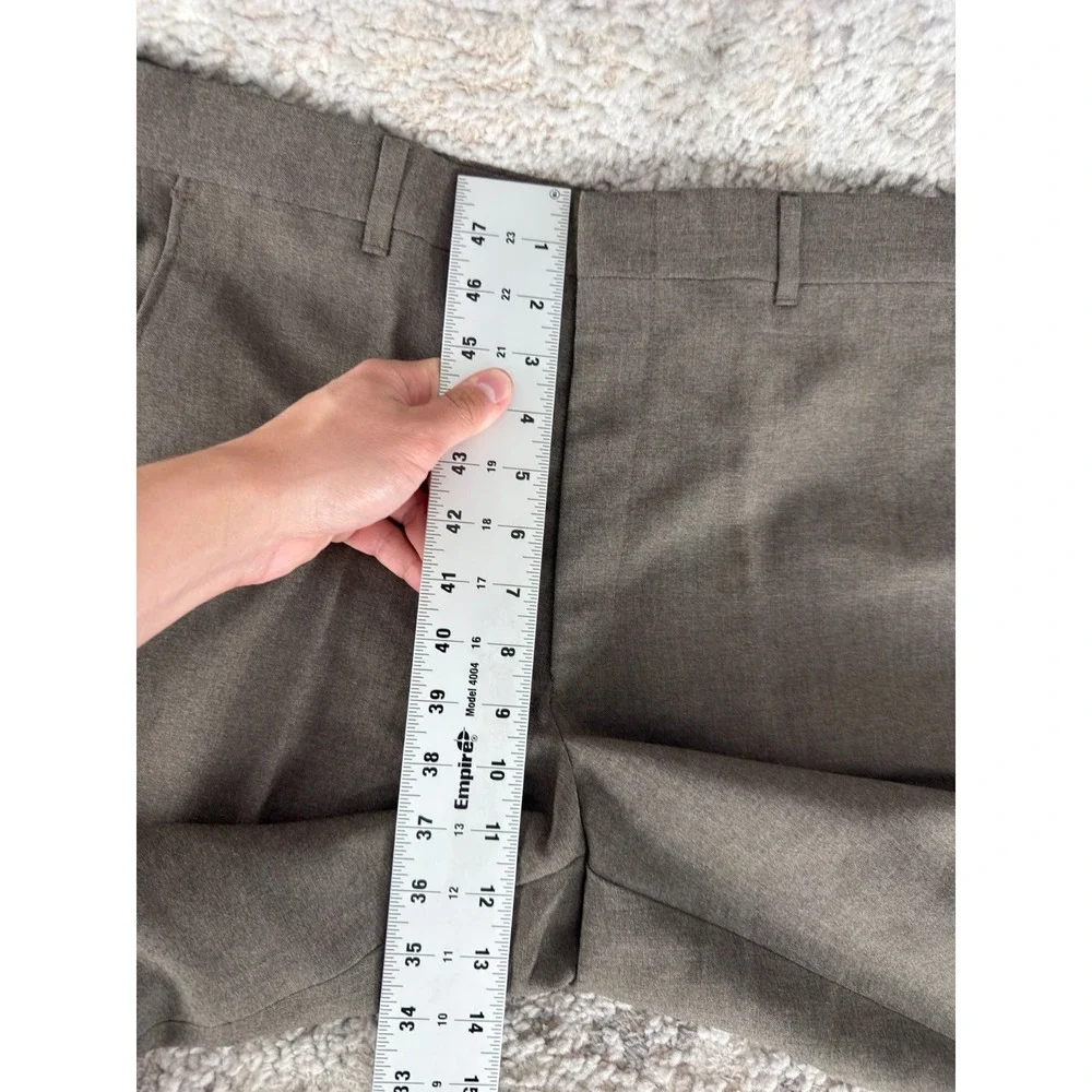 TownCraft Size W34 Worsted Wool Blend Minimalist Preppy Straight Leg Pants Brown